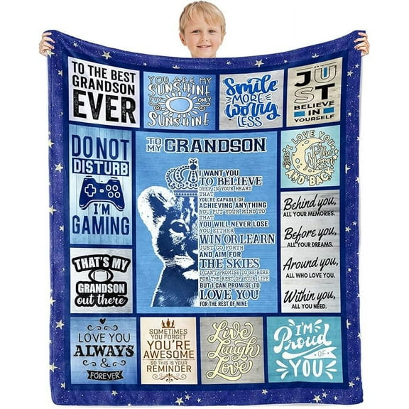 LHSHID Grandson Gifts from Grandma Grandpa Blanket for GrandsonBest Grandson Ever Gift Throw Blanket Grandson Gift Ideas for Christmas Graduation 30"x40"