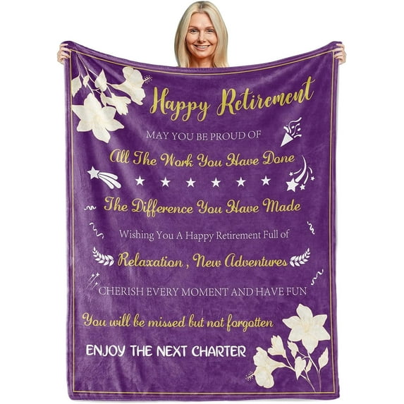 LHSHID Happy Retirement Gifts for Women Blanket Flannel Soft and Comfortable Anti static Bed Sofa Blanket 50x60in