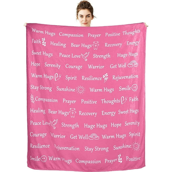 LHSHID Healing Blanket Get Well Soon Gifts Teal Compassion Blankets Sympathy Prayer Warm Hugs Courage Sunshine Throw Blankets Soft Cozy Blanket 50x60in