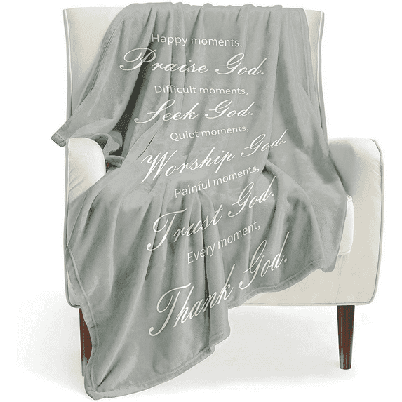 LHSHID Healing Blanket Religious Gifts for Women Soft Fleece Throws Plush Gray 30x40inch