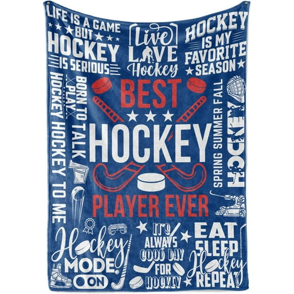 LHSHID Hockey Gifts for Boys Men Bed Flannel Blankets Throws for Christmas Hockey Gifts for Boys 8 12 Black Straight Outta The Penalty Box 40x50in