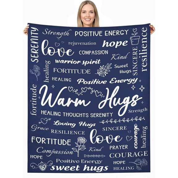 LHSHID Hug Blanket Get Well Soon Gifts for Women Men Get Well Gifts After Surgery with Inspirational Words Sympathy Blanket Healing Blanket Compassion Gifts Courage Warm Hugs 60x80in