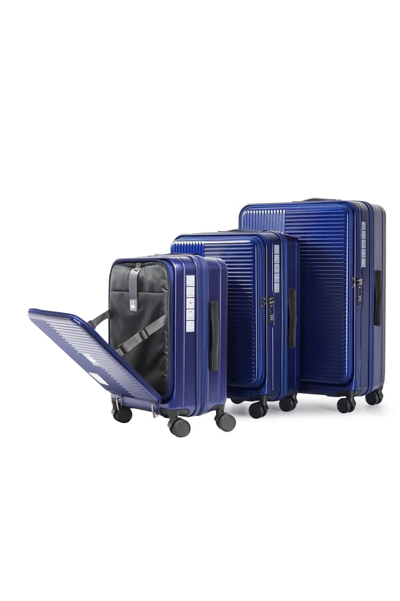 Luggage,with front opening,TSA approved lock,hardshell suitcase,Blue