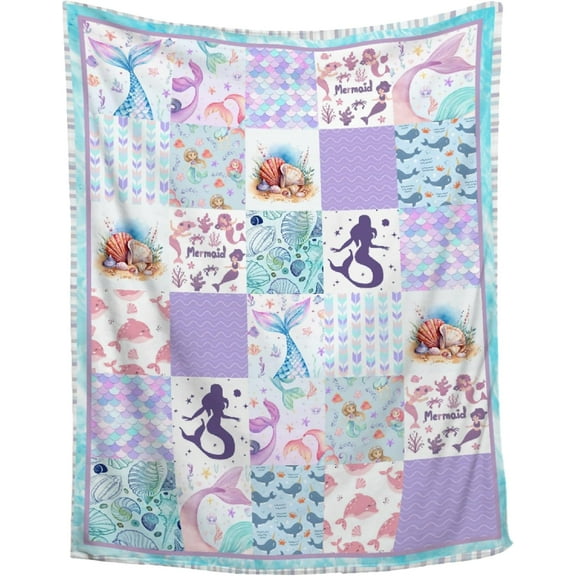 LHSHID Mermaid Gift Throw Blanket Mermaid Gift Blanket Gifts Ultra Soft Lightweight Flannel Blankets Warm Fuzzy Cozy Plush Blankets for Couch Sofa Bed Living Room 50x60in