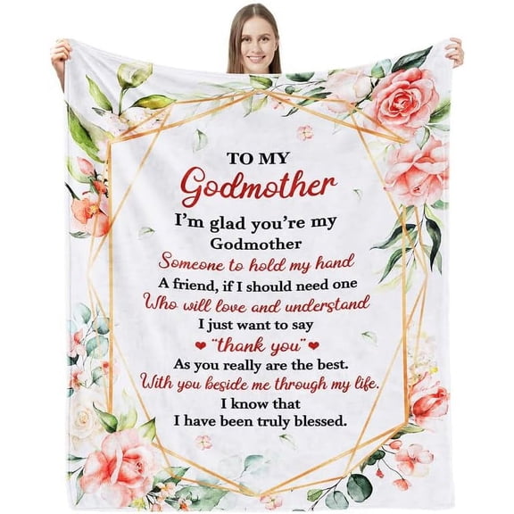 LHSHID Flannel Godmother Gift Throw Blanket White Soft Light Weight for Women Perfect for Mother's Day Christmas Camping Napping All Seasons Machine Wash 60"x80"