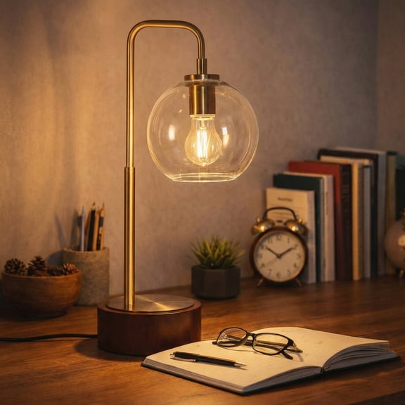 LHSHID Modern Classic Desk Lamp Villa Living Room Bedroom Study Decorative Original Design European Glass Table Light,Easy Assembly Table Lamp for Sale,Simple Glass Globe Arched Table Lamp 110V