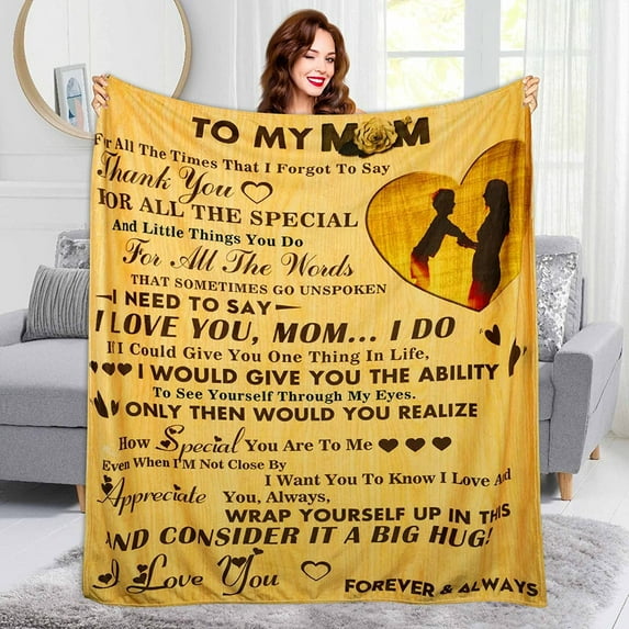 LHSHID to My Mom Blanket Gifts for Mom Birthday Gifts Mother Blankets from Daughter Son Christmas Soft Fleece Blanket I Love You Mom Blanket for Bedding Sofa and Travelch 50x60in