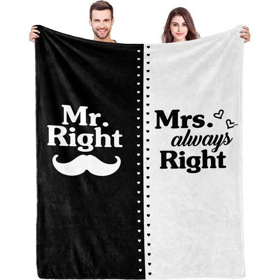 LHSHID Mr Right and Mrs Always Right Gifts Wedding Gifts for Couples Bride To Be Gifts Newly Engaged Bridal Shower Gifts Gifts for Wedding Bride Groom Engagement Couples Husband Wife Blanket 50"x60"