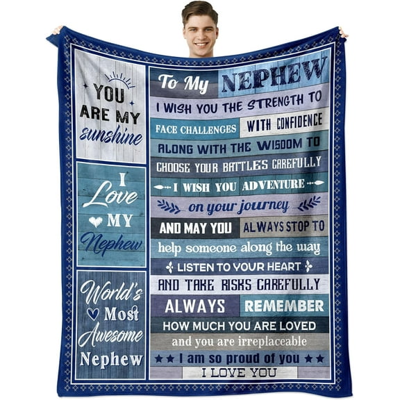 LHSHID Nephew Gifts from Auntie Nephew Gifts from Uncle Gifts for Nephew Adult Blanket Birthday Gifts for Nephew Graduation Gifts for Nephew to My Nephew Blanket 30"x40"