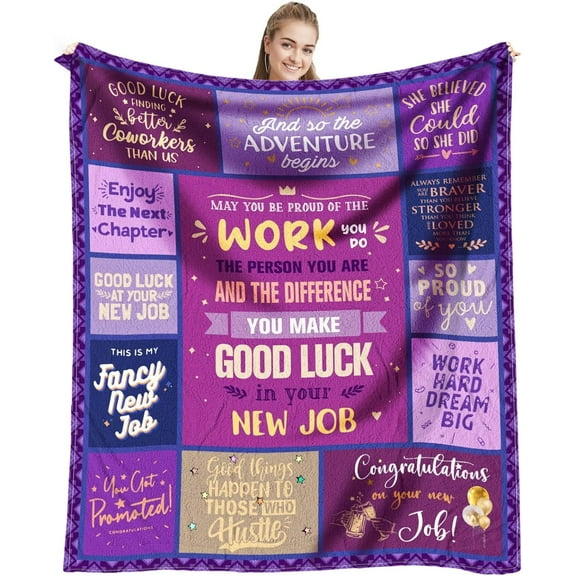 LHSHID New Job Gift for Women Congratulation Promotion Gifts for Women New Job Gifts for Her Gift for Coworker Leaving for New Job Job Promotion Gifts Throw Blanket 60x80in