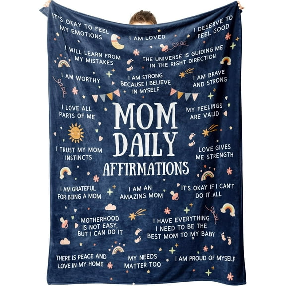 LHSHID New Mom Gifts Mom Daily Affirmations for Postpartum Postpartum Gifts for Mom Warm Blanket Gifts for New Mom After Birth 60x80in