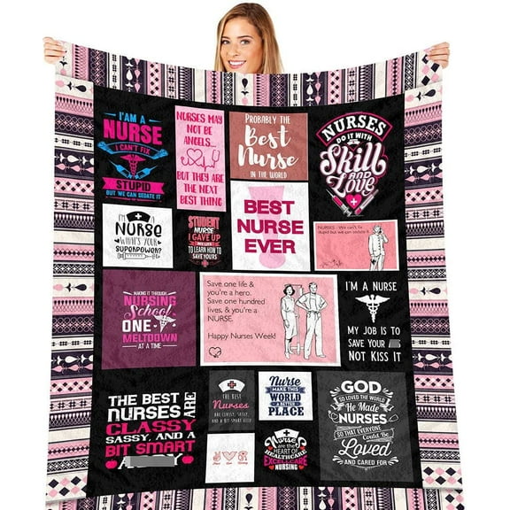 LHSHID Nurses Week Gifts Nurses Day Gifts Super Soft Nurse Theme Blanket Nurse Gifts Nurse Graduation Presents for Women Girl Comfortable Throw Blanket for Bed and Sofa Size 30x40in