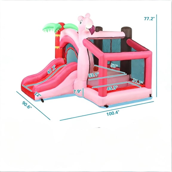 LHSHID Outdoor Inflatable Bouncy Castle with Safety Netting and Blower, Durable Bounce House for Backyard and Parties, Multi-Color Finish