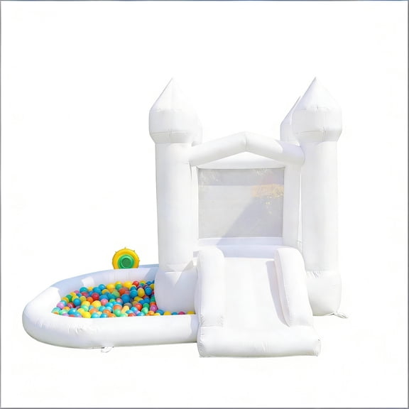 LHSHID Outdoor Inflatable Bouncy Castle with Safety Netting, Durable Bounce House for Backyard Parties, Multicolor Finish