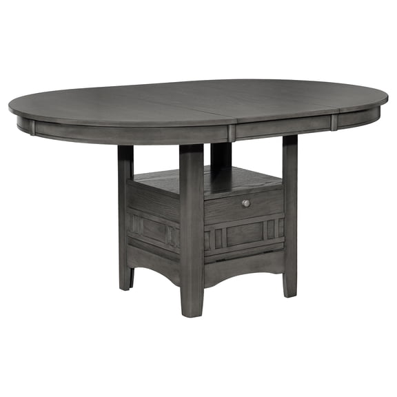 LHKJ Oval Extension Leaf Dining Table, Medium Grey