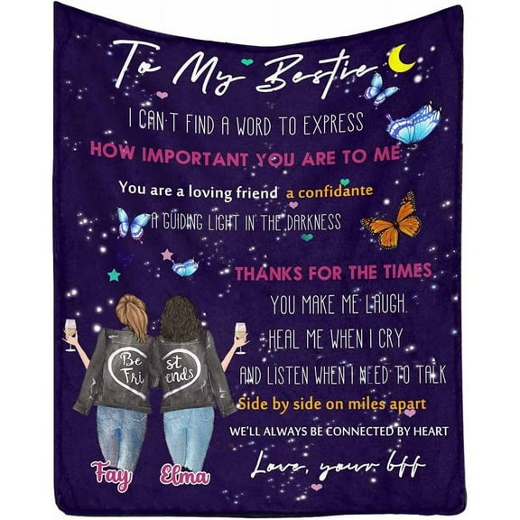 LHSHID Personalized Blanket to My Bestie from Best Sister Friend I Can't Find a Word to Express How Important You are to Me Perfect for Couch