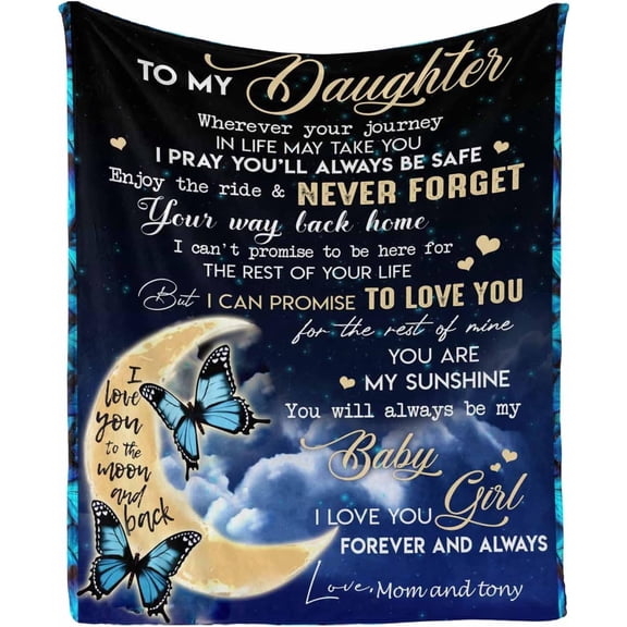 LHSHID Personalized Custom Name Message Blanket to My Daughter from Dad or Mom I Can Promise to Love You Forever and Always Fleece Blanket Super Soft Warm Lightweight Bed Blanket