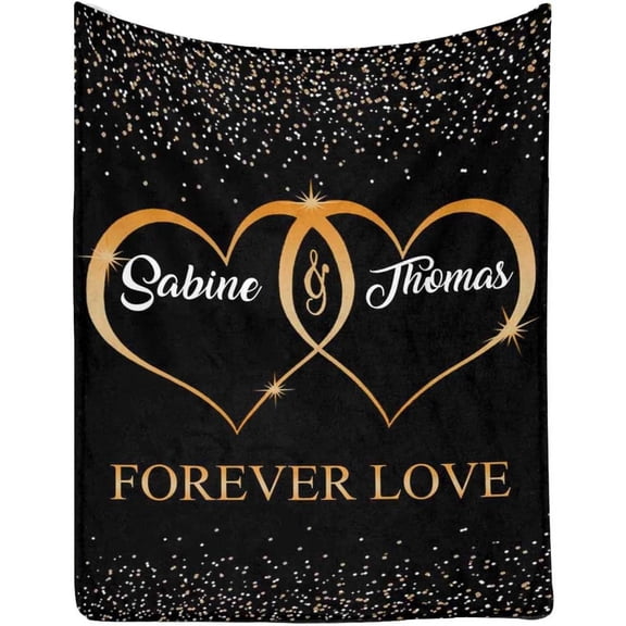 LHSHID Personalized Custom Name Message Blanket Forever Love Hearts Between Lovers All Seasons Couch Blanket Travelling Camping Blanket