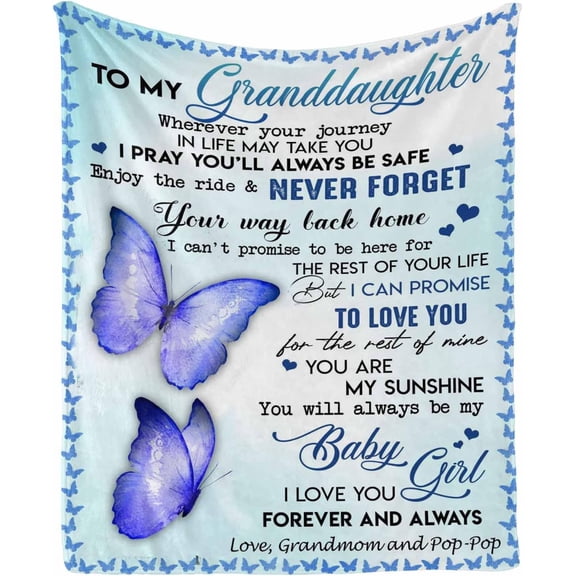 LHSHID Personalized Custom Name Message Blanket to My Granddaughter from Grandma or Grandpa You are My Sunshine Fleece Luxury Blanket Throw Lightweight Cozy Plush Throw Blanket