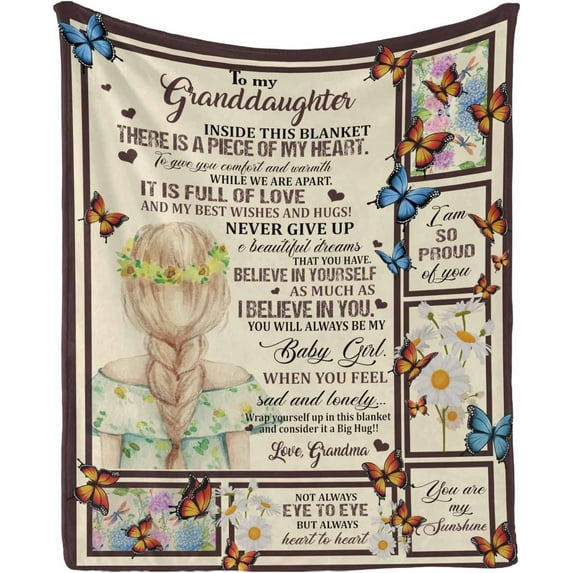 LHSHID Personalized Love Saying Message Text Blanket to My Daughter from Mom and Dad Not Always Eye to Eye but Always Heart to Heart Blanket Bed Throws