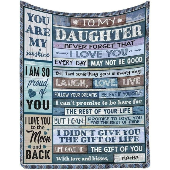 LHSHID Personalized Name Blanket Custom Love Letter to My Daughter from Dad Mom Never Forget That I Love You Gift Throw Blanket