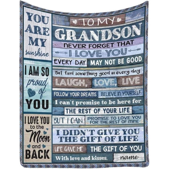 LHSHID Personalized Name Blanket Custom Love Letter to My Grandson from Grandpa & Grandma Follow Your Dreams Believe in Yourself Gift Throw Blanket