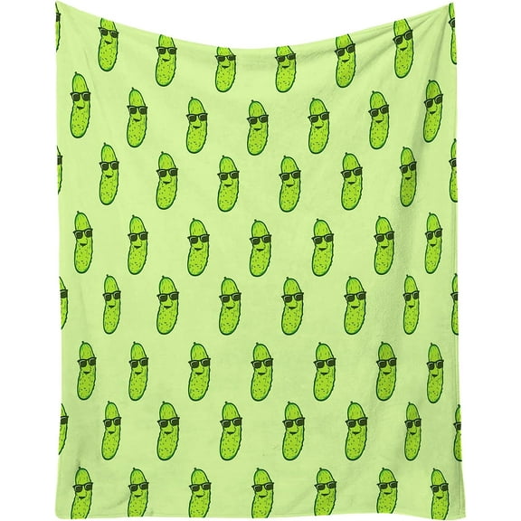 LHSHID Pickle Blanket for Girls 40x50 Inches Flannel Blankets Soft Fuzzy Plush Throws Gift Green Funny Throw Blanket for Couch Sofa