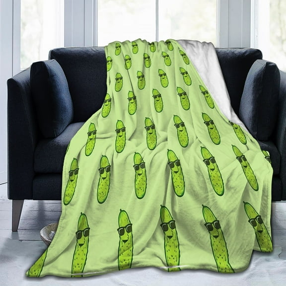 LHSHID Pickle Blanket for Girls Flannel Blankets Soft Fuzzy Plush Throws Gift Green Funny Throw Blanket for Couch Sofa 30x40inch