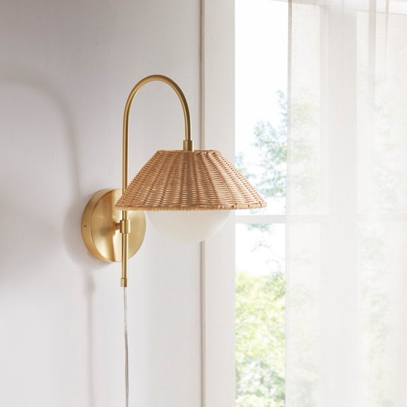 LHSHID Rattan Weave Wall Sconce