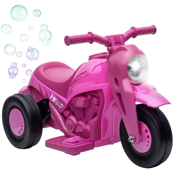 LHSHID Ride on Bubble Car,6V Motorcycle,3 Wheeled 2 MPH Electric Motorbike for with LED Headlight,Music,Forward Reserve,Pink