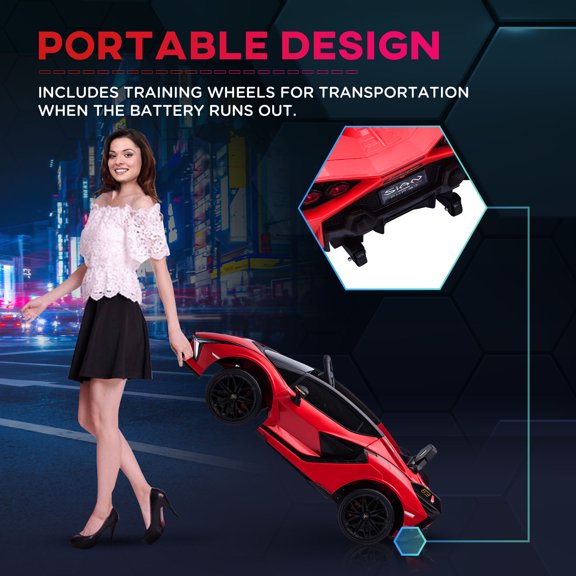 LHSHID 12V Licensed SIAN Electric Sports Car with Remote Control, Red
