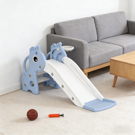 LHSHID Anti-Tip Stable Toddler Indoor Outdoor Freestanding Activity Play Slide, Gentle Neutral Matte Tone