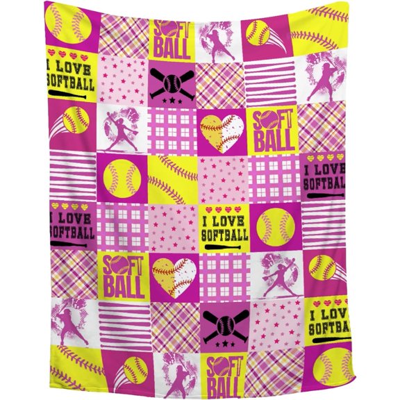 LHSHID Softball Blanket Softball Blanket Gifts for Girls Teenager Team Softball Lover/Player Gifts Super Soft Flannel Blanket Throw for Sofa Couch |Plush Warm Bed Home Decor for Kids/Baby 60x80in