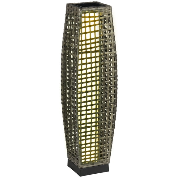LHSHID Solar Floor Lamp,Outdoor Garden Lantern Pathway Light Decorative Driveway Lighting with Auto On/Off LED Lights for Porch,Yard,Lawn,Courtyard,Deck,Gray