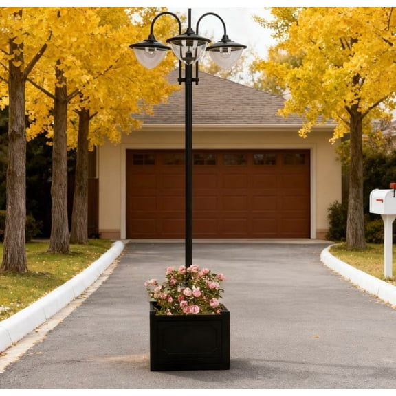 LHSHID Solar Pole Lights ,Solar Lamp Post Street Light with Planter,Outdoor Waterproof LED Lighting for Backyard Pathway Patio Lawn Driveway Decor