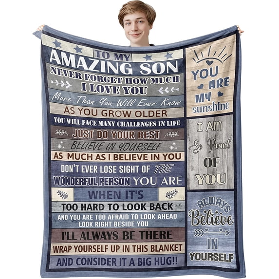 LHSHID Son Gifts from Mom Blanket Best Gifts for Grown Son Mom to Son Gifts To My Amazing Son Back to School/Birthday/Graduation Gift Ideas for Son from Dad Throw Blankets 30"x40"
