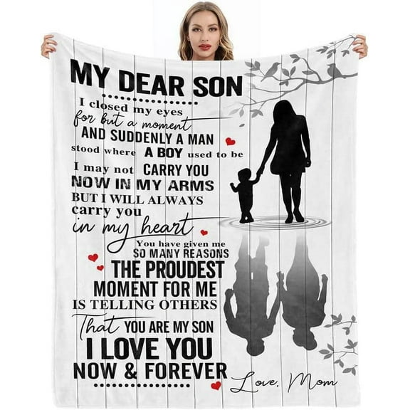 LHSHID Son Gifts from Mom Fathers Day Birthday Christmas Valentines Day Gifts for Him Son Adult Teenage from Mom Love You Son Gifts Graduation Gifts Personalized Soft Bed 30x40in
