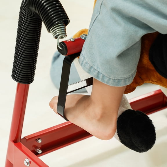 LHSHID Spring-Plush Horse with Sounds, Saddle, Foot Stirrups, and Bouncing Action, Brown