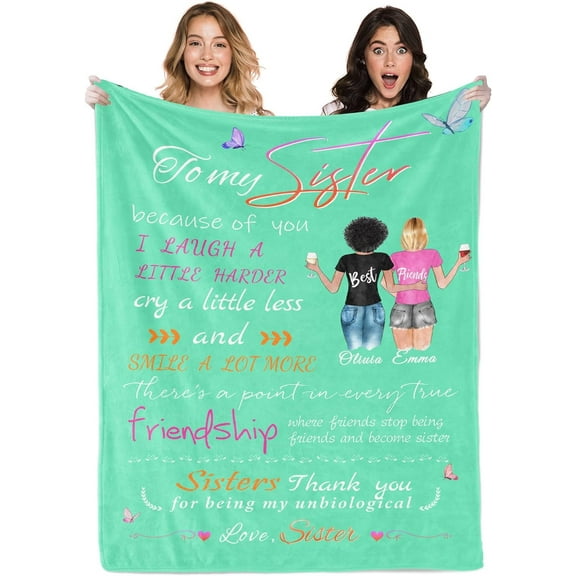LHSHID StellarStyle Best Friends Birthday Gifts for Women Personalized Blanket with Photo Custom Best Friend Blanket Friendship Gifts for Women Friends BFF Unique Besties Gifts 30x40in