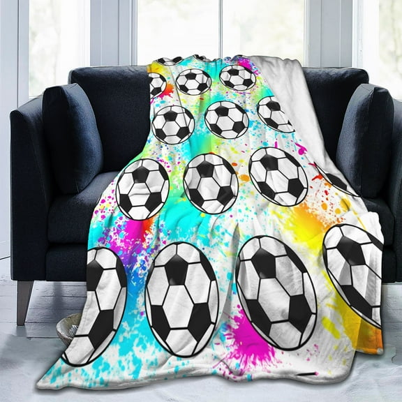 LHSHID Super Soft Soccer Blanket Throw Soccer Ball Blankets Lightweight Flannel Warm 30x40inch