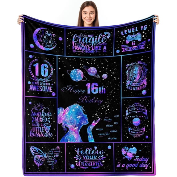 LHSHID Sweet 16 Gifts for Girls 16th Birthday Gifts for Girls Gifts for 16 Year Old Girl 16 Year Old Girl Birthday Gift Ideas Sweet 16th Birthday Decorations for Girls Throw Blanket 30"x40"