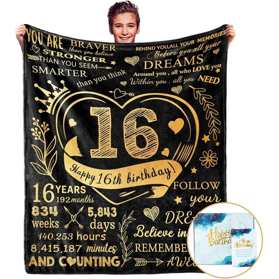 LHSHID Sweet 16 Gifts for Girls Boys with Gift Box16th Birthday Gifts for Girls Boys 16 Year Old Birthday Gifts for Girls Boys Sweet 16 Birthday Decorations 16th Birthday Blanket 40"x50"
