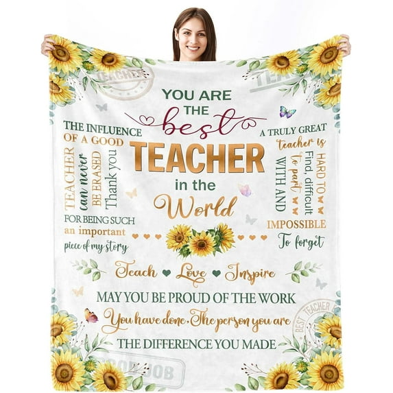 LHSHID Teacher Gifts Blanket Teacher Gifts for Women Teacher Birthday Gifts Teacher Appreciation Gifts Teachers Day Graduation Gifts for Teacher Sunflower Throw Blankets 30"x40"