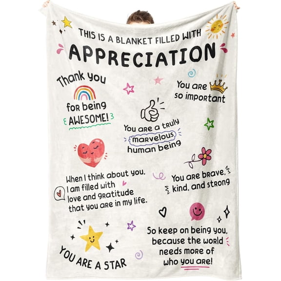 LHSHID Thank You Gifts for Women Men Appreciation Gifts Soft Heartwarming Blanket with Appreciation Words Teacher Employee Nurse Appreciation Gifts Thank You Gifts for Coworkers Friend 50x60in