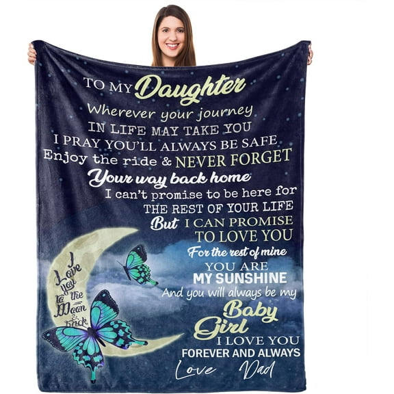 LHSHID Throw Blanket Gifts for Daughter Daughter Presents Birthday Gifts for Daughter Daughter Blanket Adult Daughter Gifts from Dad Butterfly Throw Blanket 30"x40"