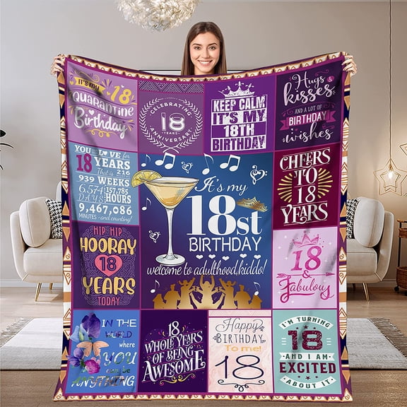 LHSHID Throw Blanket for Girls18th Birthday Gifts for Girl Fleece BlanketGifts for 18 Year Old GirlGifts for Daughter Bestie Sister18th Birthday Gift Ideas 18th Birthday Decorations 30"x40"