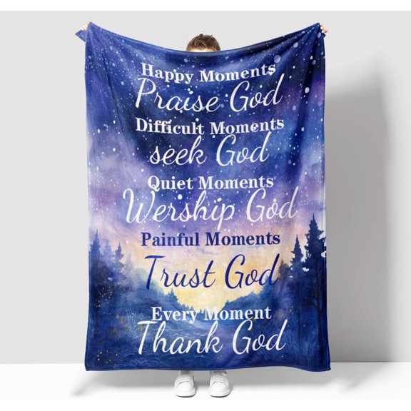 LHSHID Throw Blanket Soft Fleece Compassion Blanket with Inspirational Thoughts and Prayers Ideal as a Gift for Girls Men Womench 50x60in