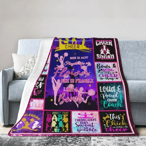 LHSHID Gifts For Cheerleaders Birthday Throw Blanket Soft Fuzzy Fleece Blanket For Couch Bed Living Room Decoration 60x80in