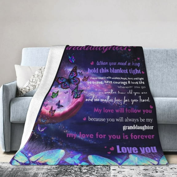 LHSHID To My Granddaughter Throw Blanket Soft Fuzzy Fleece Blanket For Couch Bed Living Room Decoration 50x60in
