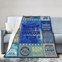 LHSHID To My Grandson Throw Blanket Soft Fuzzy Fleece Blanket For Couch Bed Living Room Decoration 30x40in